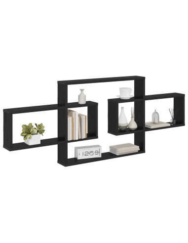 Scaffale da parete Rovere Nero 130 x 10 x 50 cm