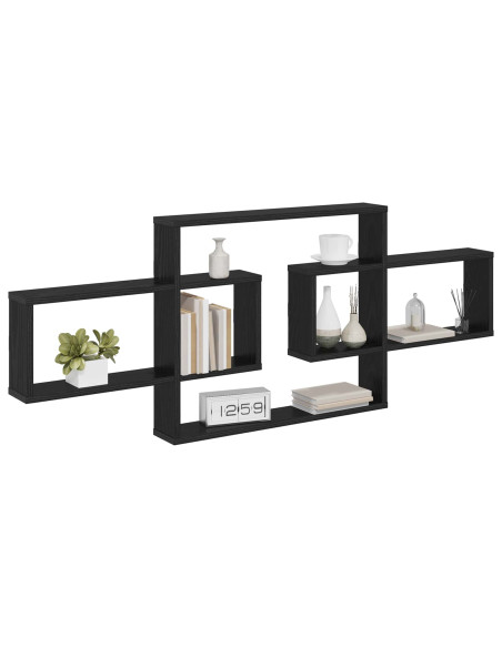 Scaffale da parete Rovere Nero 130 x 10 x 50 cm