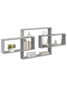 Scaffale da parete Sonoma grigio 130 x 10 x 50 cm 2