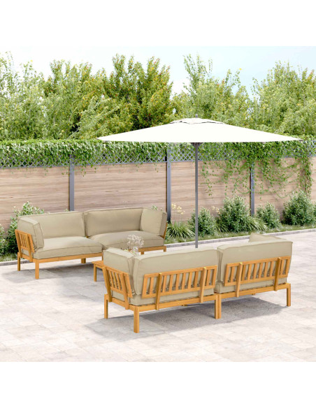 Set di divani con cuscino 5 pcs Beige Legno di Acacia Massello