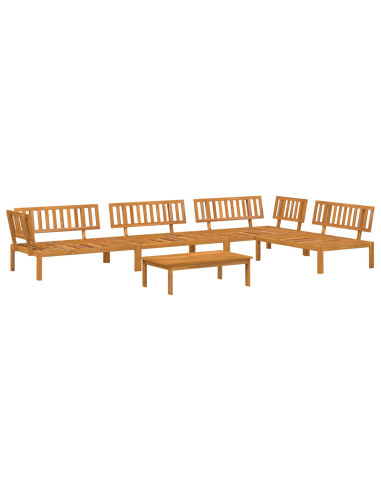 Set di divani con cuscino 5 pcs Beige Legno di Acacia Massello