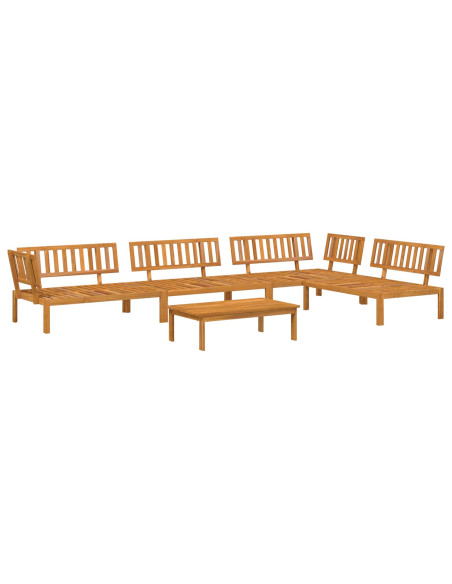 Set di divani con cuscino 5 pcs Beige Legno di Acacia Massello