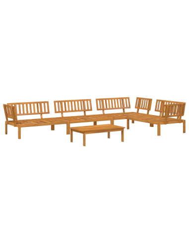 Set di divani con cuscino 5 pcs Beige Legno di Acacia Massello