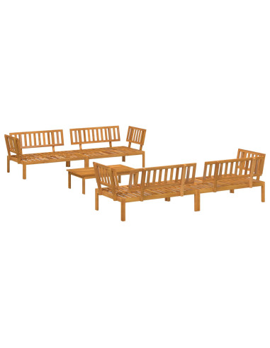 Set di divani con cuscino 5 pcs Beige Legno di Acacia Massello