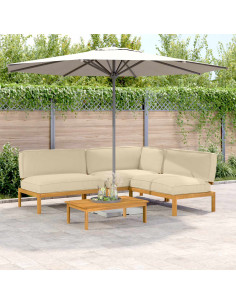 Set di divani con cuscino 4 pcs Beige Legno di Acacia Massello