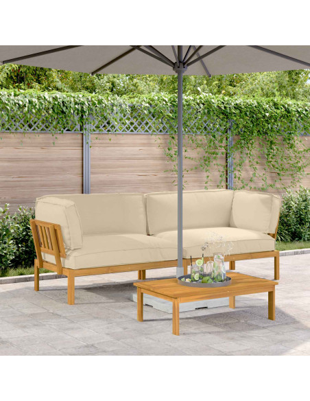 Set di divani con cuscino 2 pcs Beige Legno di Acacia Massello