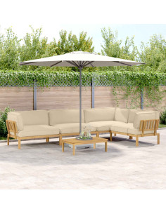 Set di divani con cuscino 5 pcs Beige e Marrone Chiaro