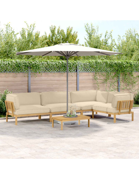 Set di divani con cuscino 5 pcs Beige e Marrone Chiaro