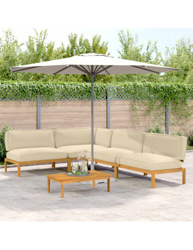 Set di divani con cuscino 5 pcs Beige Legno di Acacia Massello