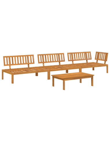 Set di divani con cuscino 4 pcs Beige Legno di Acacia Massello