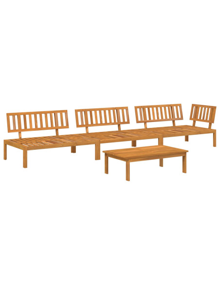Set di divani con cuscino 4 pcs Beige Legno di Acacia Massello