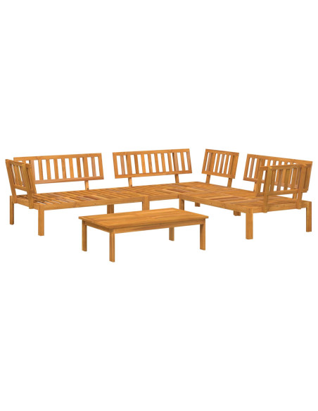 Set di divani con cuscino 4 pcs Beige Legno di Acacia Massello