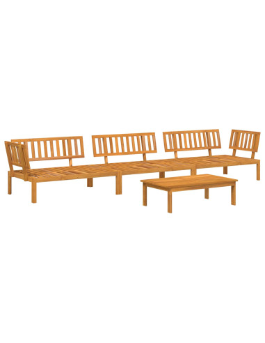 Set di divani con cuscino 4 pcs Beige Legno di Acacia Massello