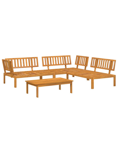 Set di divani con cuscino 4 pcs Beige Legno di Acacia Massello