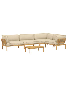 Set di divani con cuscino 5 pcs Beige e Marrone Chiaro 2