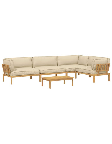 Set di divani con cuscino 5 pcs Beige e Marrone Chiaro