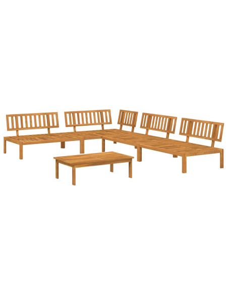 Set di divani con cuscino 5 pcs Beige Legno di Acacia Massello