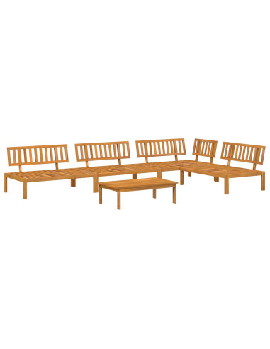 Set di divani con cuscino 5 pcs Beige Legno di Acacia Massello