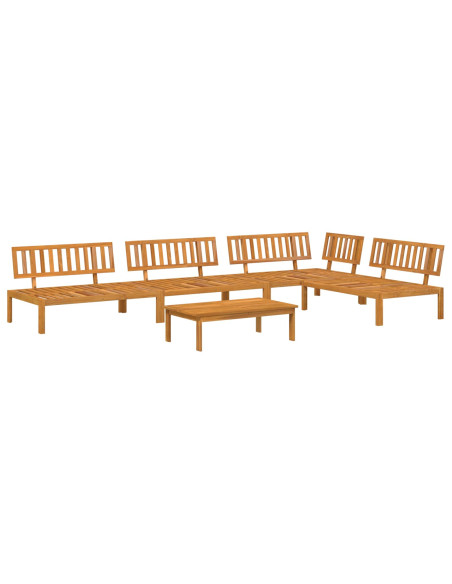Set di divani con cuscino 5 pcs Beige Legno di Acacia Massello