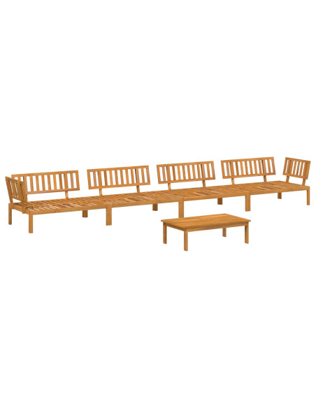 Set di divani con cuscino 5 pcs Beige Legno di Acacia Massello