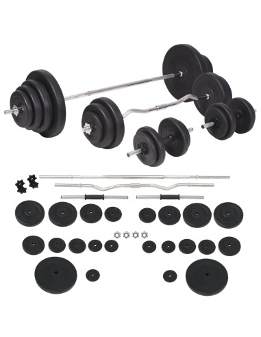 Panca Multifunzione con Bilanciere e Set di Manubri 120 kg