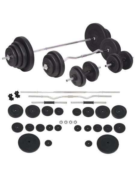 Panca Multifunzione con Bilanciere e Set di Manubri 120 kg