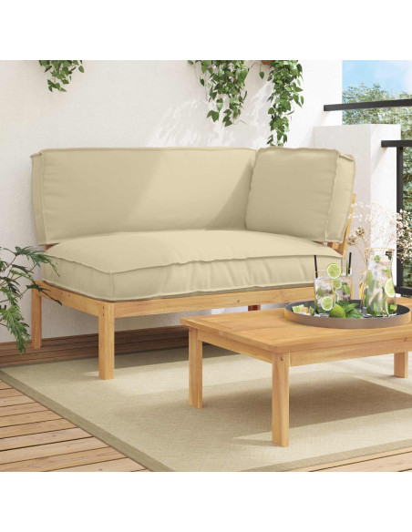 Set di divani Beige 133 x 92 x 69 cm Legno di Acacia Massello