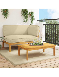 Set di divani con cuscino 2 pcs Beige Legno di Acacia Massello