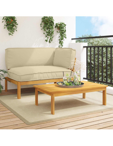 Set di divani con cuscino 2 pcs Beige Legno di Acacia Massello