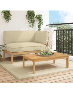 Set di divani con cuscino 2 pcs Beige Legno di Acacia Massello
