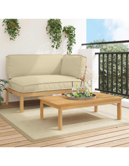 Set di divani con cuscino 2 pcs Beige Legno di Acacia Massello