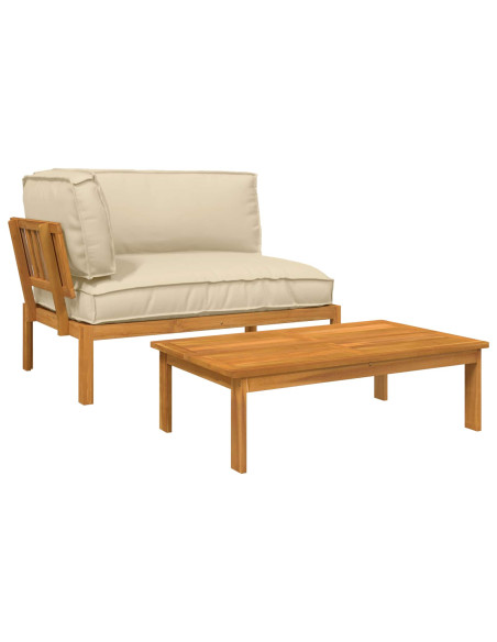 Set di divani con cuscino 2 pcs Beige Legno di Acacia Massello