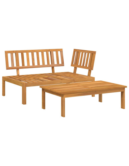 Set di divani con cuscino 2 pcs Beige Legno di Acacia Massello