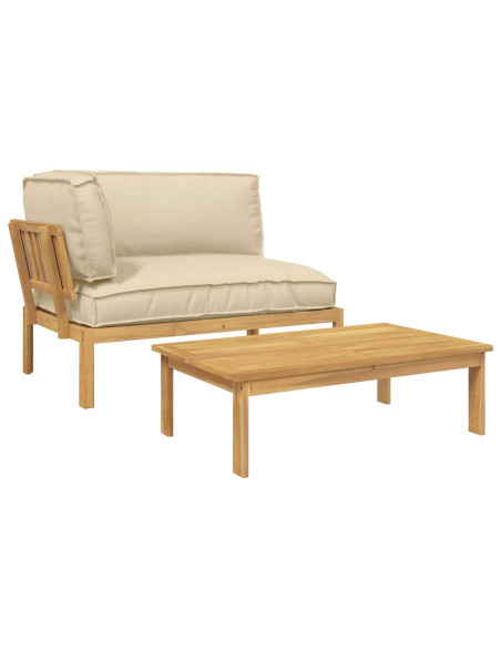 Set di divani con cuscino 2 pcs Beige Legno di Acacia Massello