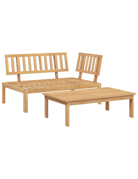 Set di divani con cuscino 2 pcs Beige Legno di Acacia Massello