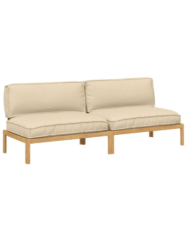 Set di divani Beige 240 x 92 x 69 cm Legno di Acacia Massello