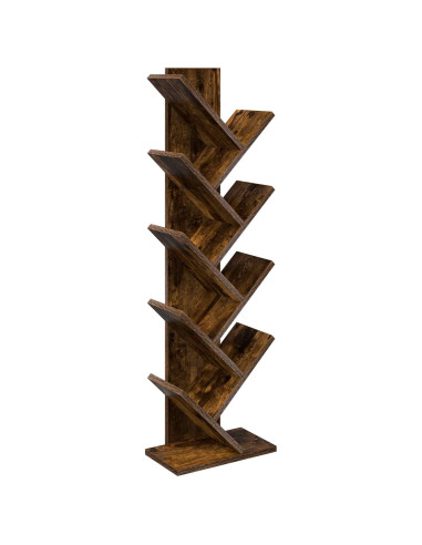 Libreria ad Albero 6 Ripiani 30 x 18 x 100 cm Rovere Fumo