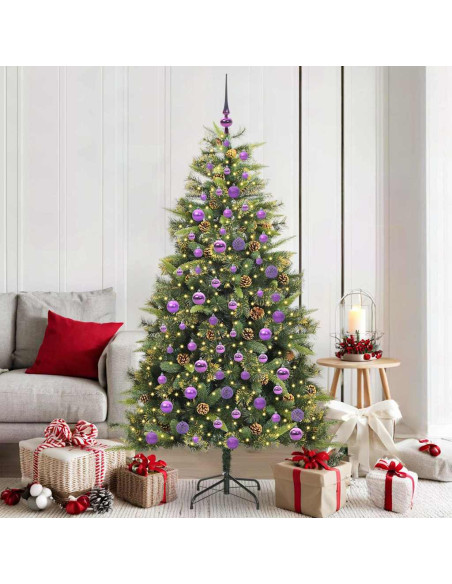 Albero di Natale artificiale pieghevole con coni Verde 180 cm
