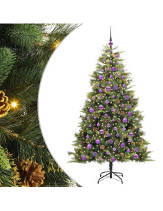Albero di Natale artificiale pieghevole con coni Verde 180 cm 2