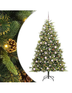 Albero di Natale artificiale pieghevole con coni Verde 180 cm 2