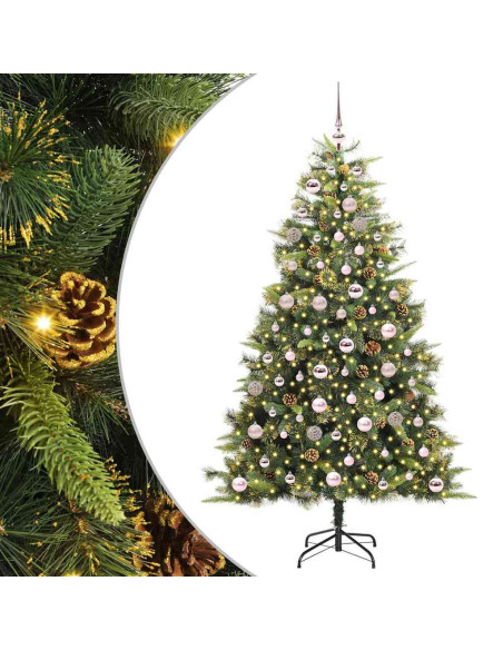 Albero di Natale artificiale pieghevole con coni Verde 180 cm