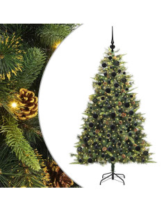 Albero di Natale artificiale pieghevole con coni Verde 180 cm 2