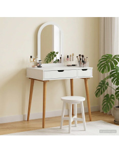 Set Tavolo da Trucco FAUSKE 2 pcs Bianco 76 x 50 x 143 cm