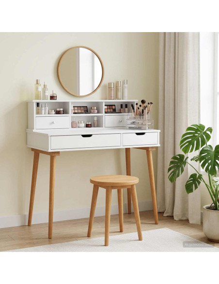 Set Tavolo da Trucco FAUSKE 2 pcs Bianco 100 x 50 x 103,5 cm