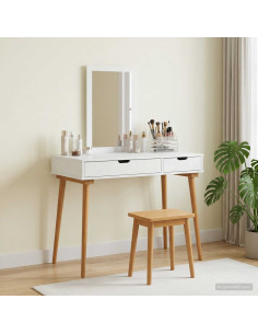 Set Tavolo da Trucco FAUSKE 2 pcs Bianco 100 x 50 x 143 cm