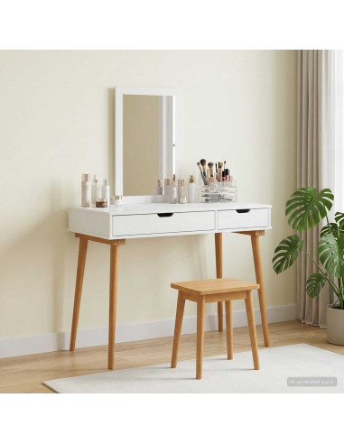 Set Tavolo da Trucco FAUSKE 2 pcs Bianco 100 x 50 x 143 cm