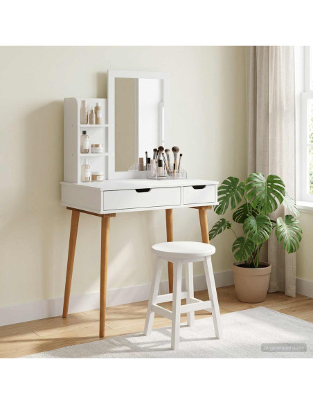 Set Tavolo da Trucco FAUSKE 3 pcs Bianco 76 x 50 x 143 cm