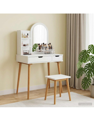 Set Tavolo da Trucco FAUSKE 3 pcs Bianco 76 x 50 x 143 cm