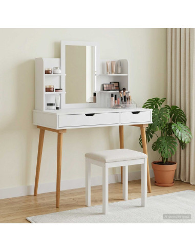 Set Tavolo da Trucco FAUSKE 4 pcs Bianco 100 x 50 x 143 cm