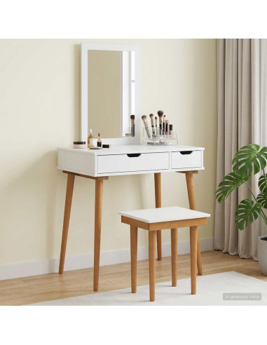 Set Tavolo da Trucco FAUSKE 3 pcs Bianco 76 x 50 x 143 cm